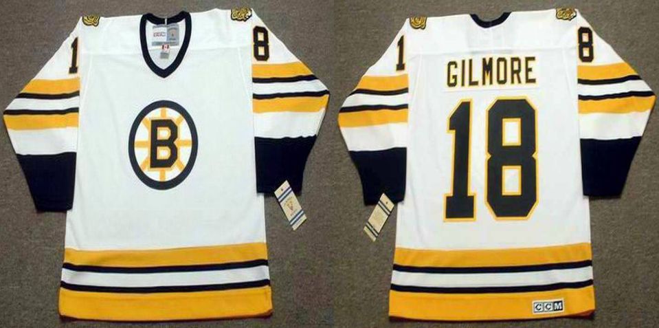 2019 Men Boston Bruins #18 Gilmore White CCM NHL jerseys->boston bruins->NHL Jersey